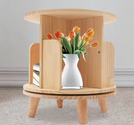 360° Roterende Houten Boekenplank – Vrijstaand & Minimalistisch