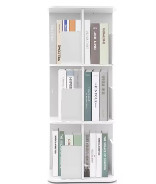 3-laags Draaibare Boekenplank – Moderne Desktop Organizer met 360° Rotatie, Ruimtebesparend Opbergrek van PVC en Roestvrij Staal voor Thuis en Kantoor