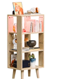 Moderne 4-laags Boekenplank en Nachtkastje – Open Plank Organizer met Lades, Gouden Handgrepen, Lichtstrip en Stopcontact voor Compacte Ruimtes