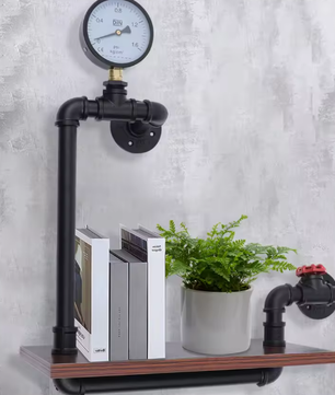 Industriële Wandplank – Vintage Houten & Metalen Displayrek voor Thuis