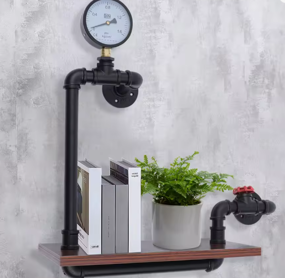 Industriële Wandplank – Vintage Houten & Metalen Displayrek voor Thuis