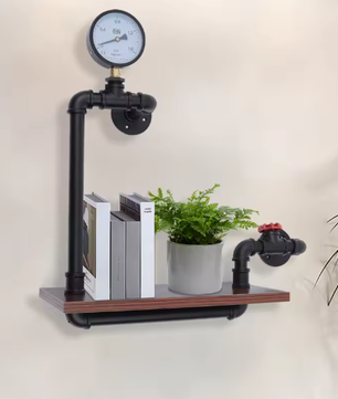 Industriële Wandplank – Vintage Houten & Metalen Displayrek voor Thuis