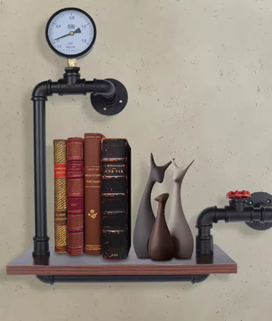 Industriële Wandplank – Vintage Houten & Metalen Displayrek voor Thuis