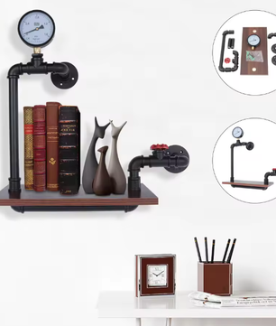 Industriële Wandplank – Vintage Houten & Metalen Displayrek voor Thuis