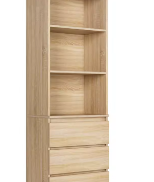 Hoge Boekenkast met 3 Laden en 3 Planken – Moderne Vrijstaande Opbergkast voor Woonkamer of Kantoor, 60x35x180 cm