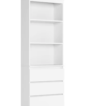 Hoge Boekenkast met 3 Laden en 3 Planken – Moderne Vrijstaande Opbergkast voor Woonkamer of Kantoor, 60x35x180 cm