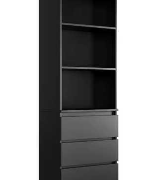 Hoge Boekenkast met 3 Laden en 3 Planken – Moderne Vrijstaande Opbergkast voor Woonkamer of Kantoor, 60x35x180 cm