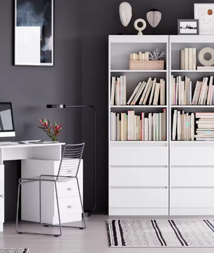 Hoge Boekenkast met 3 Laden en 3 Planken – Moderne Vrijstaande Opbergkast voor Woonkamer of Kantoor, 60x35x180 cm