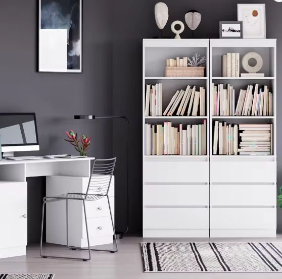 Hoge Boekenkast met 3 Laden en 3 Planken – Moderne Vrijstaande Opbergkast voor Woonkamer of Kantoor, 60x35x180 cm