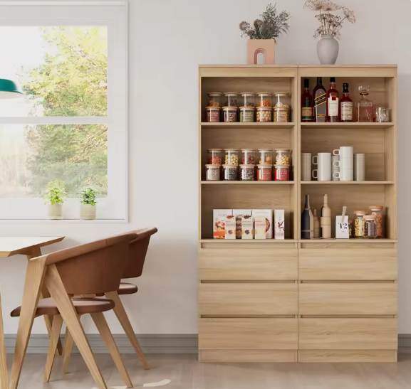 Hoge Boekenkast met 3 Laden en 3 Planken – Moderne Vrijstaande Opbergkast voor Woonkamer of Kantoor, 60x35x180 cm