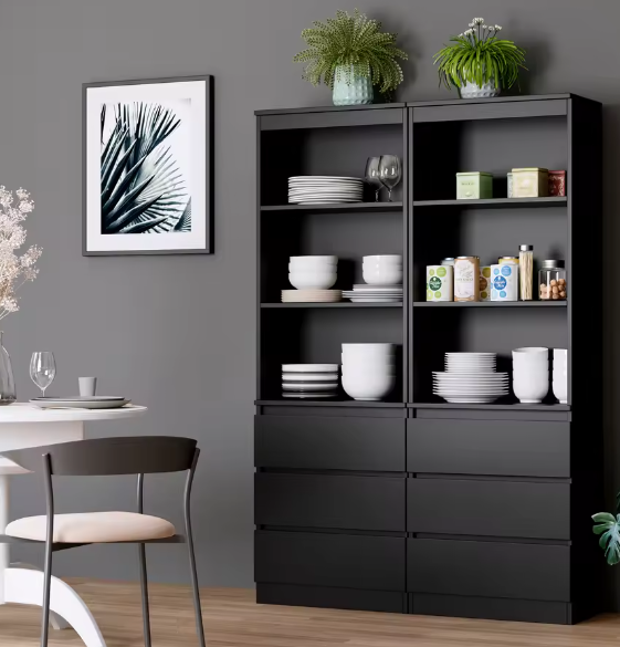 Hoge Boekenkast met 3 Laden en 3 Planken – Moderne Vrijstaande Opbergkast voor Woonkamer of Kantoor, 60x35x180 cm