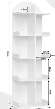 Witte Boekenkast met 10 Planken – Moderne Staande Opbergkast voor Boeken, CD’s en Decoratie, Ruimtebesparend en Stevig Design
