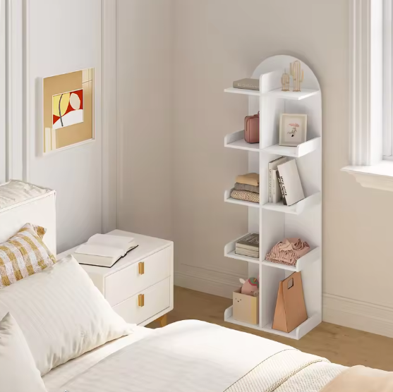 Witte Boekenkast met 10 Planken – Moderne Staande Opbergkast voor Boeken, CD’s en Decoratie, Ruimtebesparend en Stevig Design