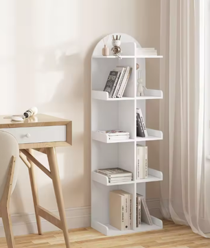 Witte Boekenkast met 10 Planken – Moderne Staande Opbergkast voor Boeken, CD’s en Decoratie, Ruimtebesparend en Stevig Design