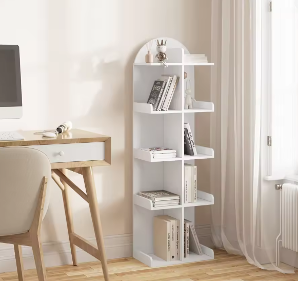 Witte Boekenkast met 10 Planken – Moderne Staande Opbergkast voor Boeken, CD’s en Decoratie, Ruimtebesparend en Stevig Design
