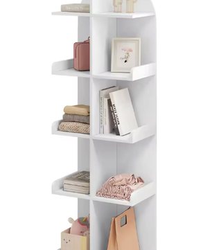 Witte Boekenkast met 10 Planken – Moderne Staande Opbergkast voor Boeken, CD’s en Decoratie, Ruimtebesparend en Stevig Design