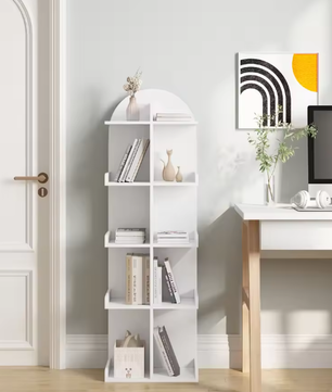 Witte Boekenkast met 10 Planken – Moderne Staande Opbergkast voor Boeken, CD’s en Decoratie, Ruimtebesparend en Stevig Design