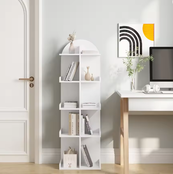 Witte Boekenkast met 10 Planken – Moderne Staande Opbergkast voor Boeken, CD’s en Decoratie, Ruimtebesparend en Stevig Design