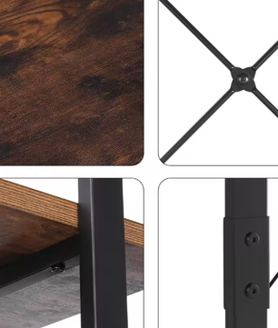 Boekenkast met 6 Planken – Industriële Opbergkast van Metaal en Hout, Hoge Zwarte Boekenplank voor Woonkamer, Keuken of Kantoor, 105,2×33×210,5 cm