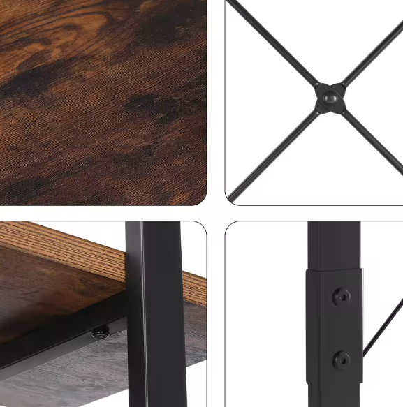 Boekenkast met 6 Planken – Industriële Opbergkast van Metaal en Hout, Hoge Zwarte Boekenplank voor Woonkamer, Keuken of Kantoor, 105,2×33×210,5 cm