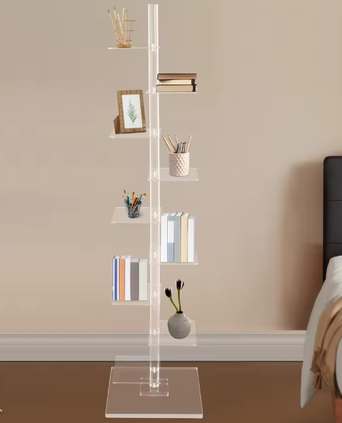 9-Laags Acryl Boekenplank – Transparante Moderne Displaykast voor Boeken, Planten en Decoratie, Ruimtebesparende Hoek Organizer voor Woonkamer of Kantoor