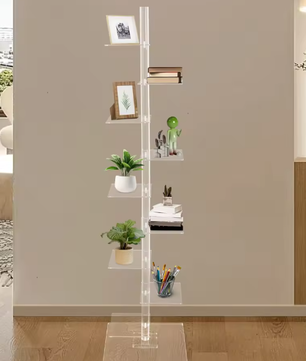 9-Laags Acryl Boekenplank – Transparante Moderne Displaykast voor Boeken, Planten en Decoratie, Ruimtebesparende Hoek Organizer voor Woonkamer of Kantoor