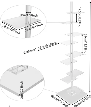 9-Laags Acryl Boekenplank – Transparante Moderne Displaykast voor Boeken, Planten en Decoratie, Ruimtebesparende Hoek Organizer voor Woonkamer of Kantoor