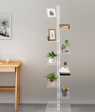9-Laags Acryl Boekenplank – Transparante Moderne Displaykast voor Boeken, Planten en Decoratie, Ruimtebesparende Hoek Organizer voor Woonkamer of Kantoor