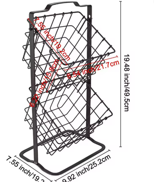 Dubbele Hangende Draadmand – Zwarte Metalen Opbergmand voor Fruit, Groenten en Snacks