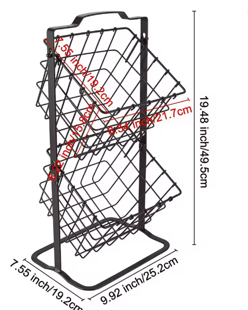 Dubbele Hangende Draadmand – Zwarte Metalen Opbergmand voor Fruit, Groenten en Snacks