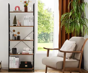 5-Laags Boekenkast – Moderne Smalle Opberger voor Woonkamer, Slaapkamer & Kantoor