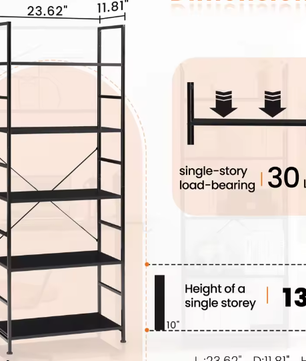 5-Laags Boekenkast – Moderne Smalle Opberger voor Woonkamer, Slaapkamer & Kantoor