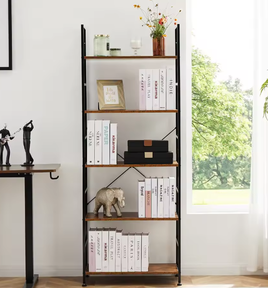 5-Laags Boekenkast – Moderne Smalle Opberger voor Woonkamer, Slaapkamer & Kantoor