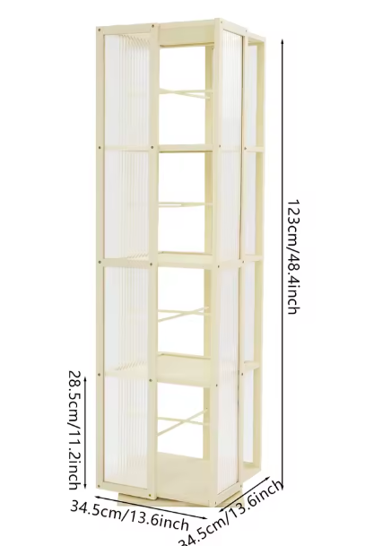 4-Laags Draaibare Boekenkast – 360° Vloerstaande Opberger