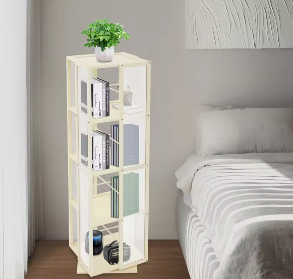 4-Laags Draaibare Boekenkast – 360° Vloerstaande Opberger