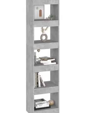 Betongrijze Boekenplank – 4-Lagen Kamervoorraad en Verdeler, Moderne Opbergorganizer voor Woonkamer, Slaapkamer, Kantoor en Decoratieve Opslag