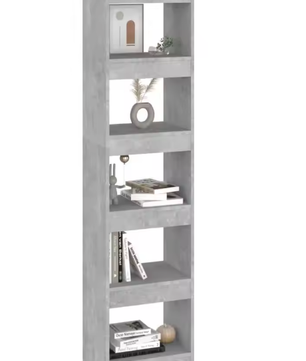 Betongrijze Boekenplank – 4-Lagen Kamervoorraad en Verdeler, Moderne Opbergorganizer voor Woonkamer, Slaapkamer, Kantoor en Decoratieve Opslag