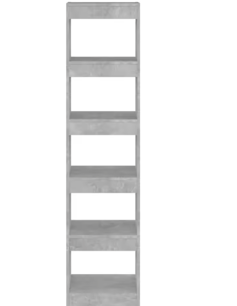 Betongrijze Boekenplank – 4-Lagen Kamervoorraad en Verdeler, Moderne Opbergorganizer voor Woonkamer, Slaapkamer, Kantoor en Decoratieve Opslag