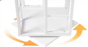 Witte 4-laags draaibare boekenplank – Vierkante stijl, Hout en IJzer, Compacte Roterende Opberger voor Woonkamer, Slaapkamer, Kinderkamer