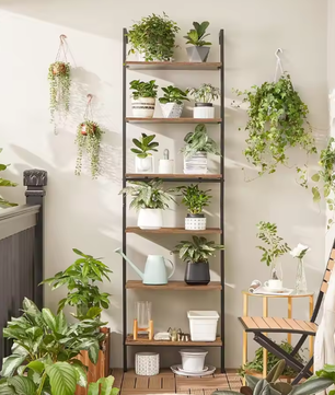 6-laags ladder boekenplank – Industriële stijl, hout en staal, multifunctionele opberger voor boeken, decoratie, woonkamer, kantoor of slaapkamer