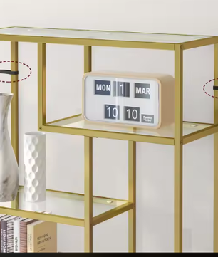 6-laagse Boekenplank met Geharde Glazen Planken – Stabiel Stalen Frame, Ruime Opberg- en Displaykast