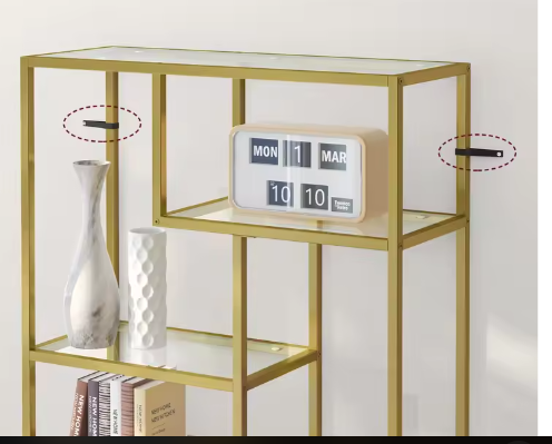 6-laagse Boekenplank met Geharde Glazen Planken – Stabiel Stalen Frame, Ruime Opberg- en Displaykast