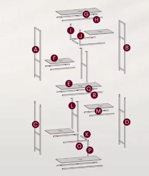 6-laagse Boekenplank met Geharde Glazen Planken – Stabiel Stalen Frame, Ruime Opberg- en Displaykast