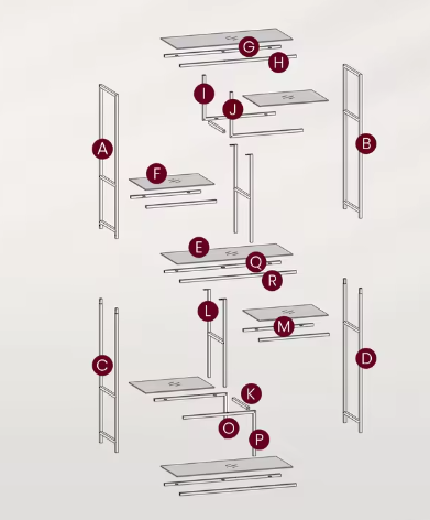 6-laagse Boekenplank met Geharde Glazen Planken – Stabiel Stalen Frame, Ruime Opberg- en Displaykast