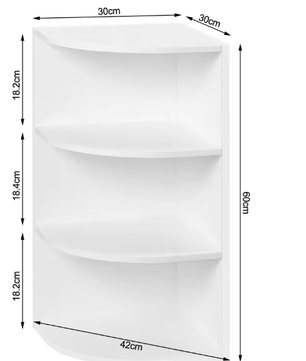 4-laags Hangende Hoekplank – Witte Wandplank voor Boeken en Decoratie