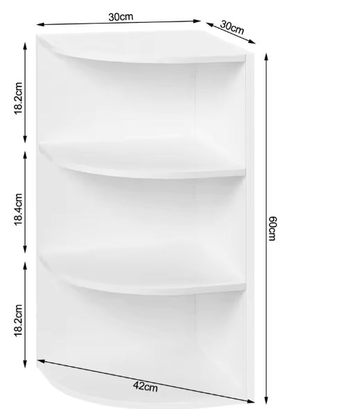 4-laags Hangende Hoekplank – Witte Wandplank voor Boeken en Decoratie