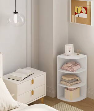 4-laags Hangende Hoekplank – Witte Wandplank voor Boeken en Decoratie