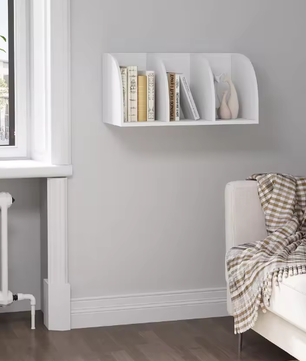 4-laags Hangende Hoekplank – Witte Wandplank voor Boeken en Decoratie