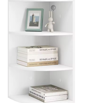 4-laags Hangende Hoekplank – Witte Wandplank voor Boeken en Decoratie