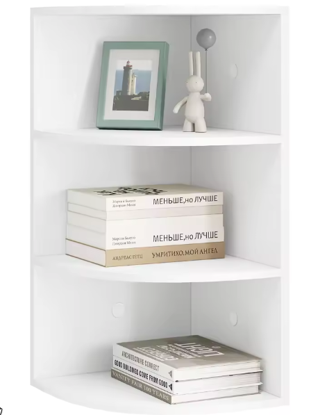 4-laags Hangende Hoekplank – Witte Wandplank voor Boeken en Decoratie